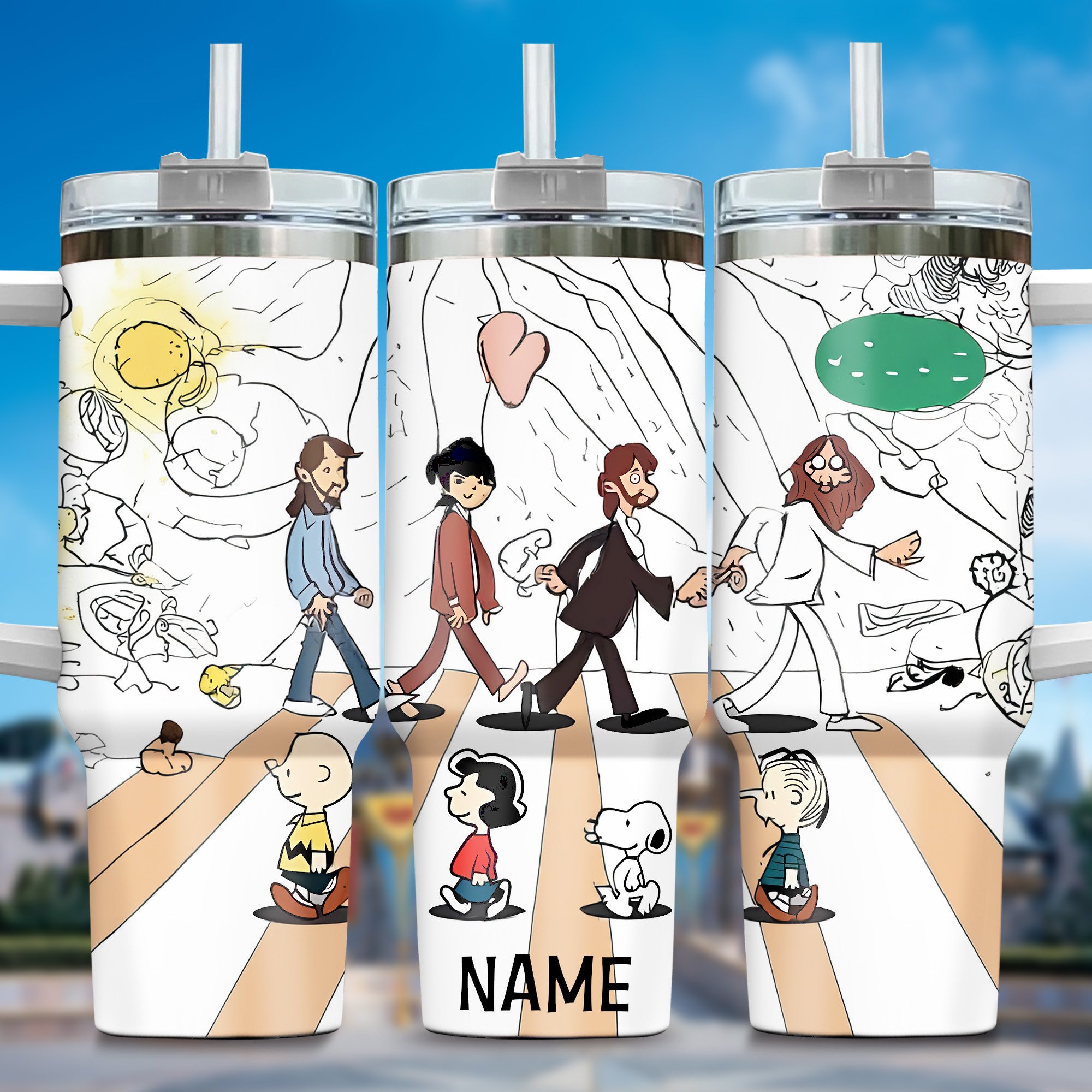Snoopy Cartoon Custom Stanley Quencher 40oz Stainless Steel Tumbler With Handle