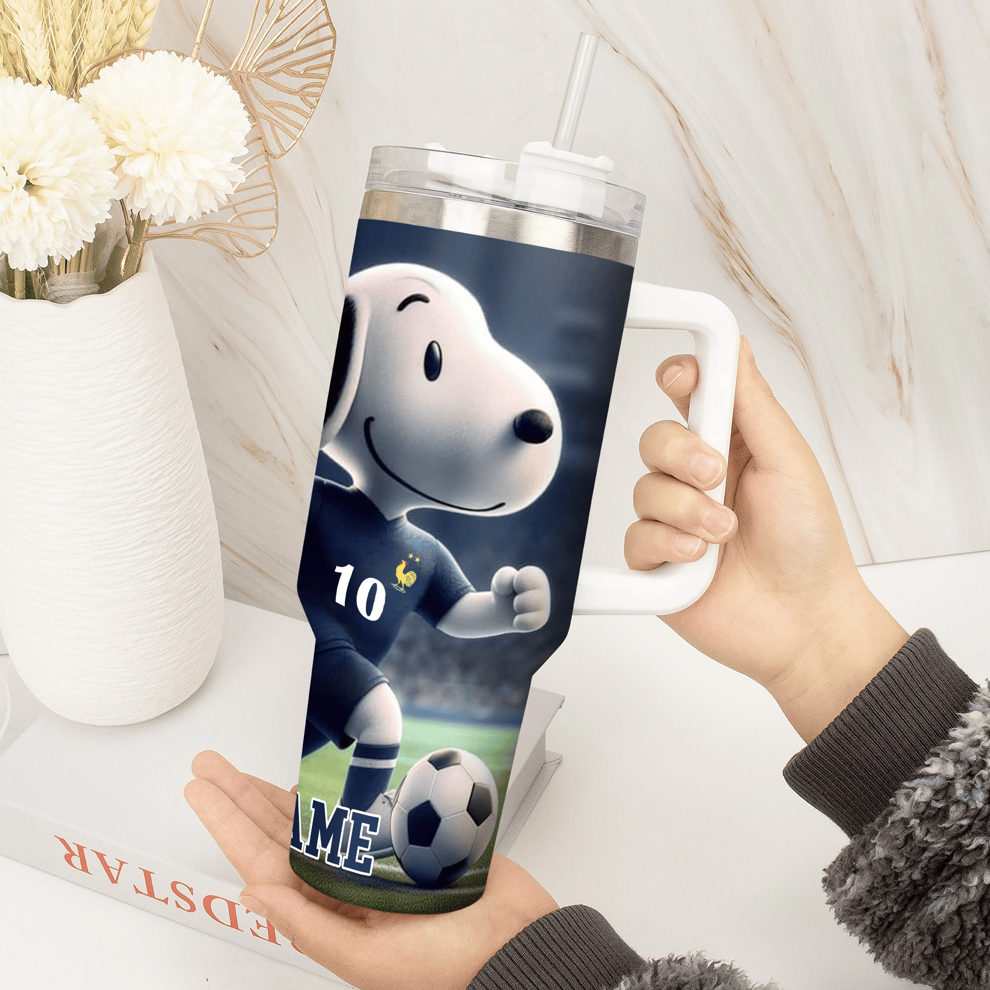 Snoopy Cartoon Custom Stanley Quencher 40oz Stainless Steel Tumbler With Handle