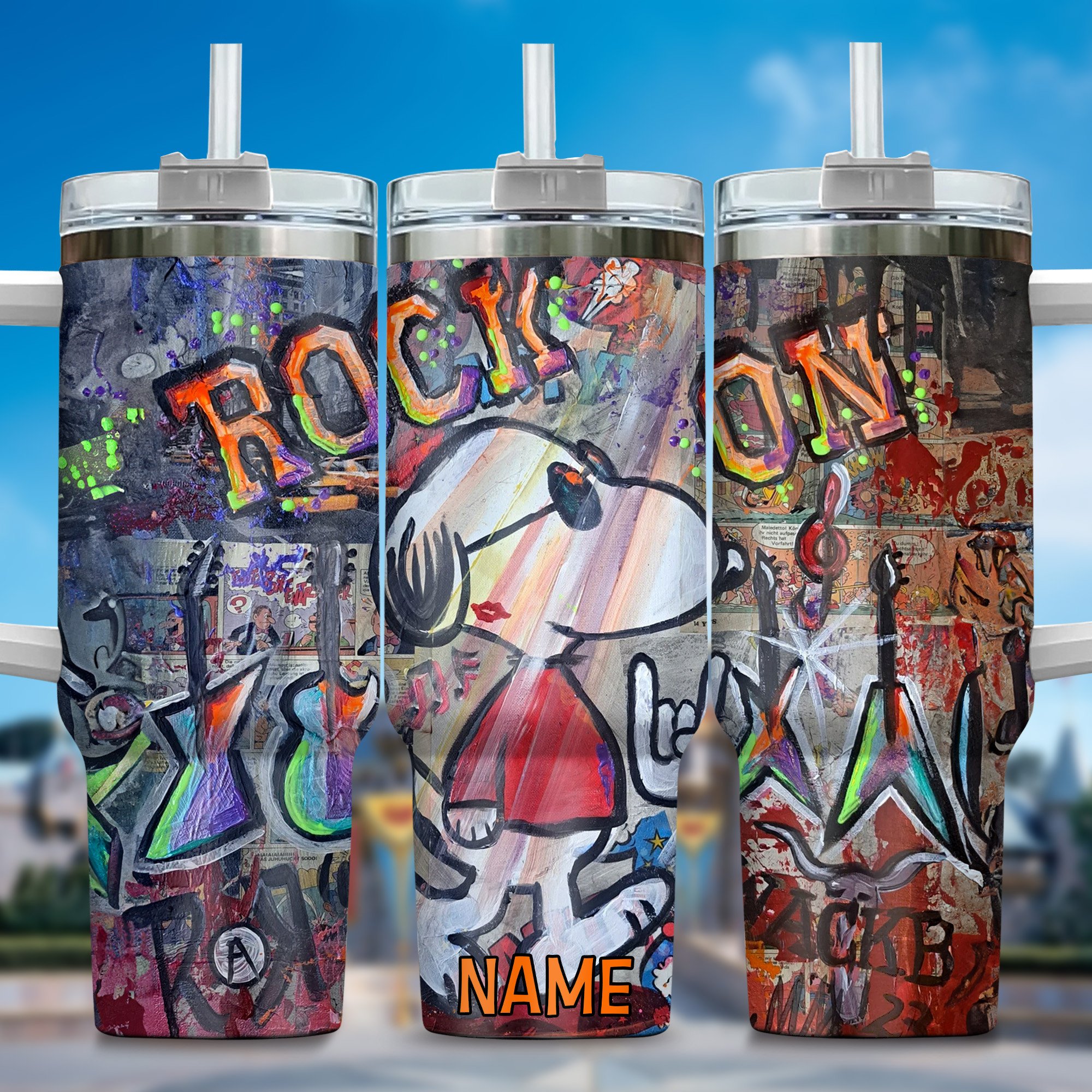Snoopy Cartoon Custom Stanley Quencher 40oz Stainless Steel Tumbler With Handle