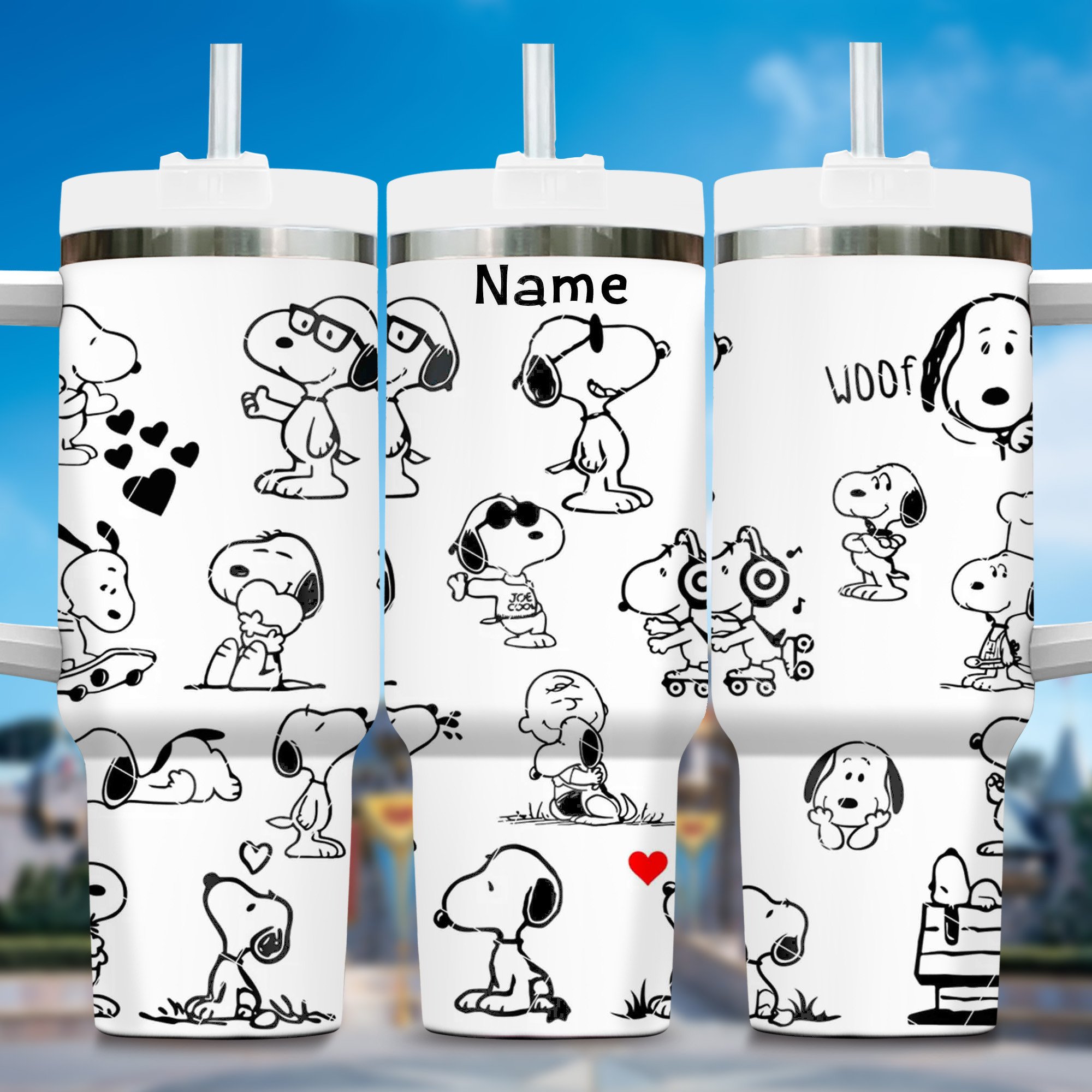 Snoopy Peanuts Snoopy Cartoon Custom Stanley Quencher 40oz Stainless Steel Tumbler With Handle