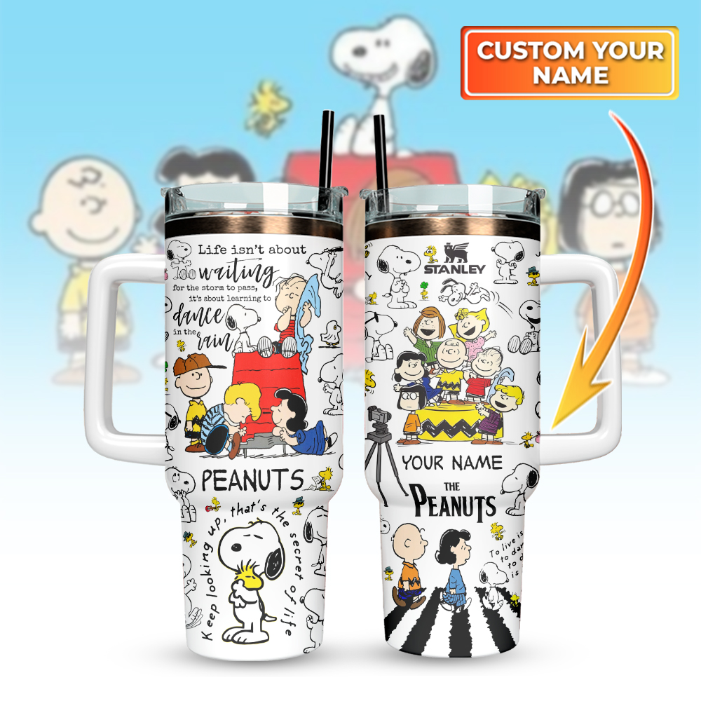 Snoopy x Peanuts Custom Stanley Quencher 40oz Stainless Steel Tumbler With Handle
