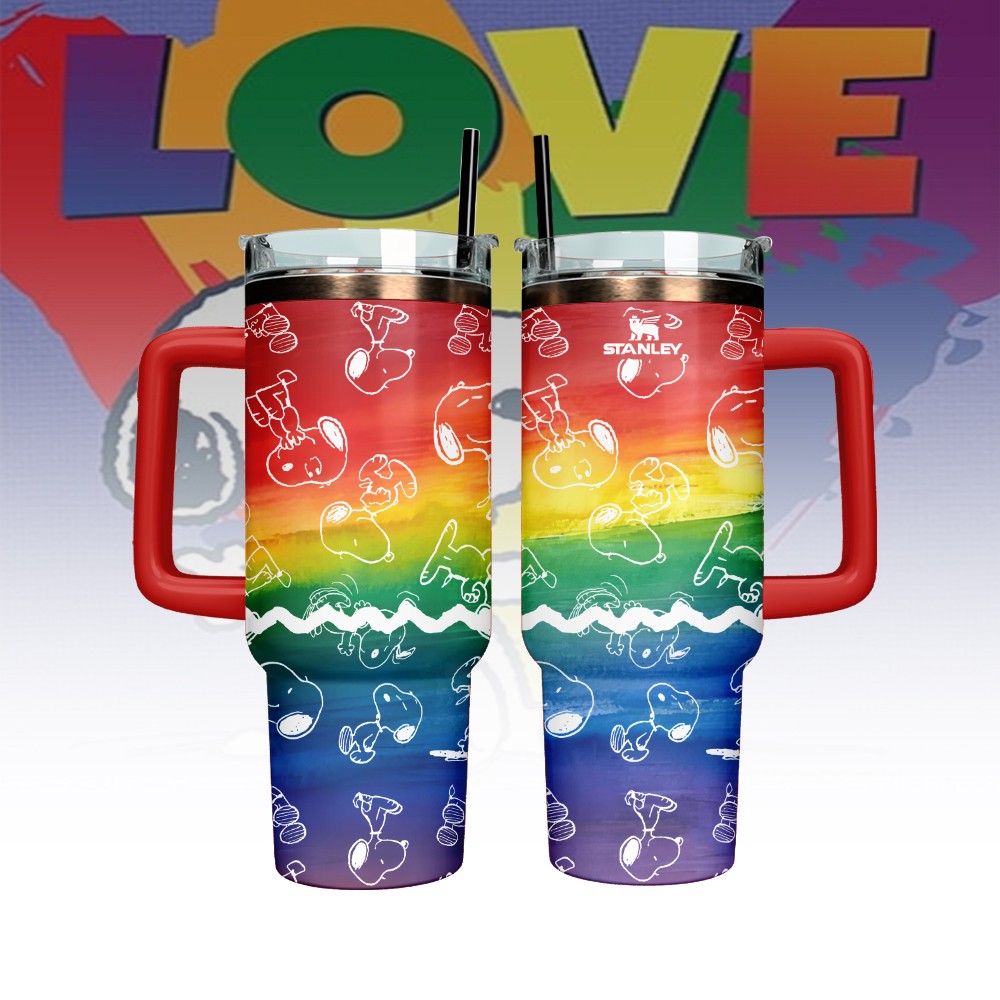 Snoopy x Pride Month Custom Stanley Quencher 40oz Stainless Steel Tumbler With Handle