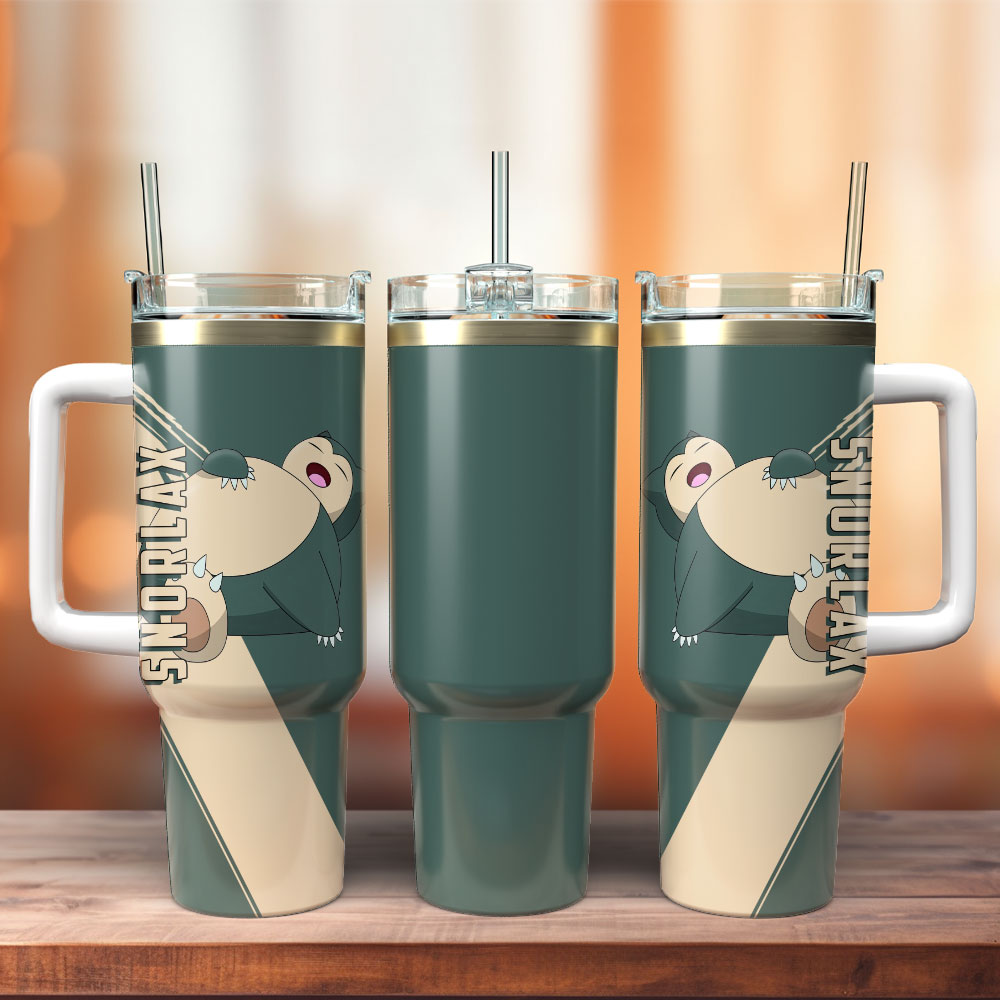 Snorlax Pokemon Anime Custom Stanley Quencher 40oz Stainless Steel Tumbler With Handle