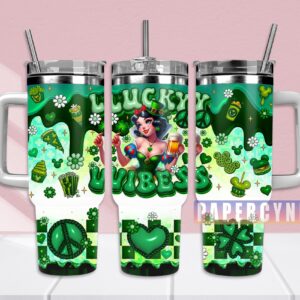 Snow White Custom Stanley Quencher 40oz Stainless Steel Tumbler With Handle