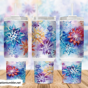 Snowflakes Disney Custom Stanley Quencher 40oz Stainless Steel Tumbler With Handle