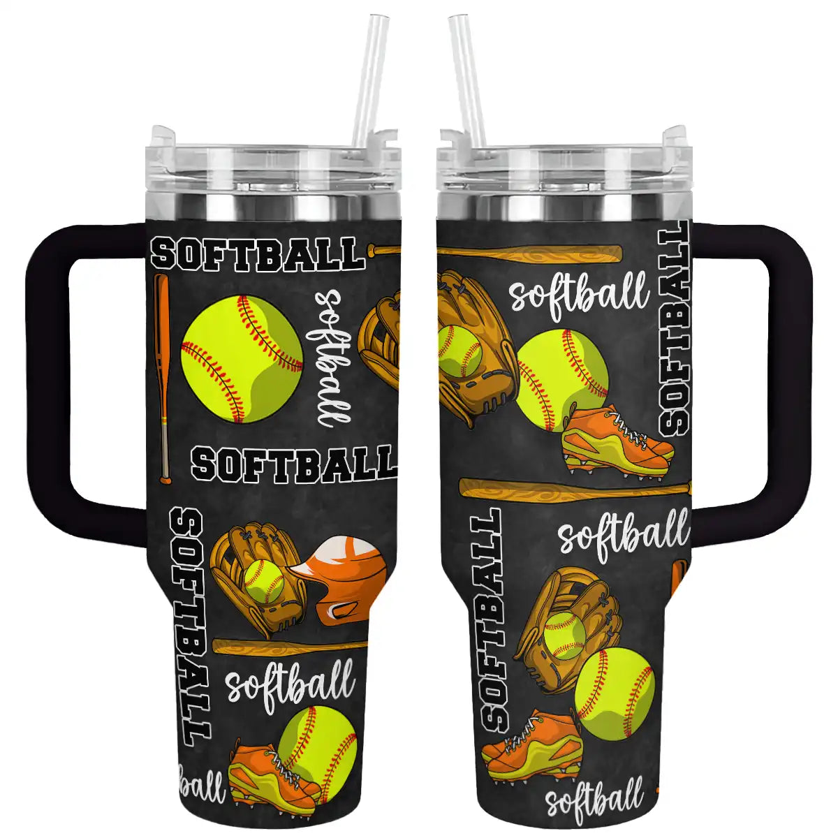 Softball Custom Stanley Quencher 40oz Stainless Steel Tumbler With Handle