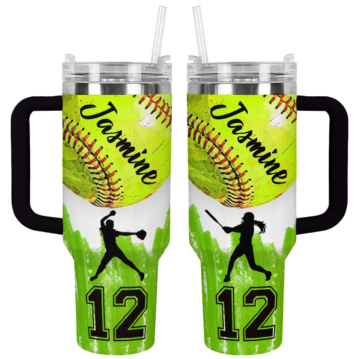 Softball Custom Stanley Quencher 40oz Stainless Steel Tumbler With Handle