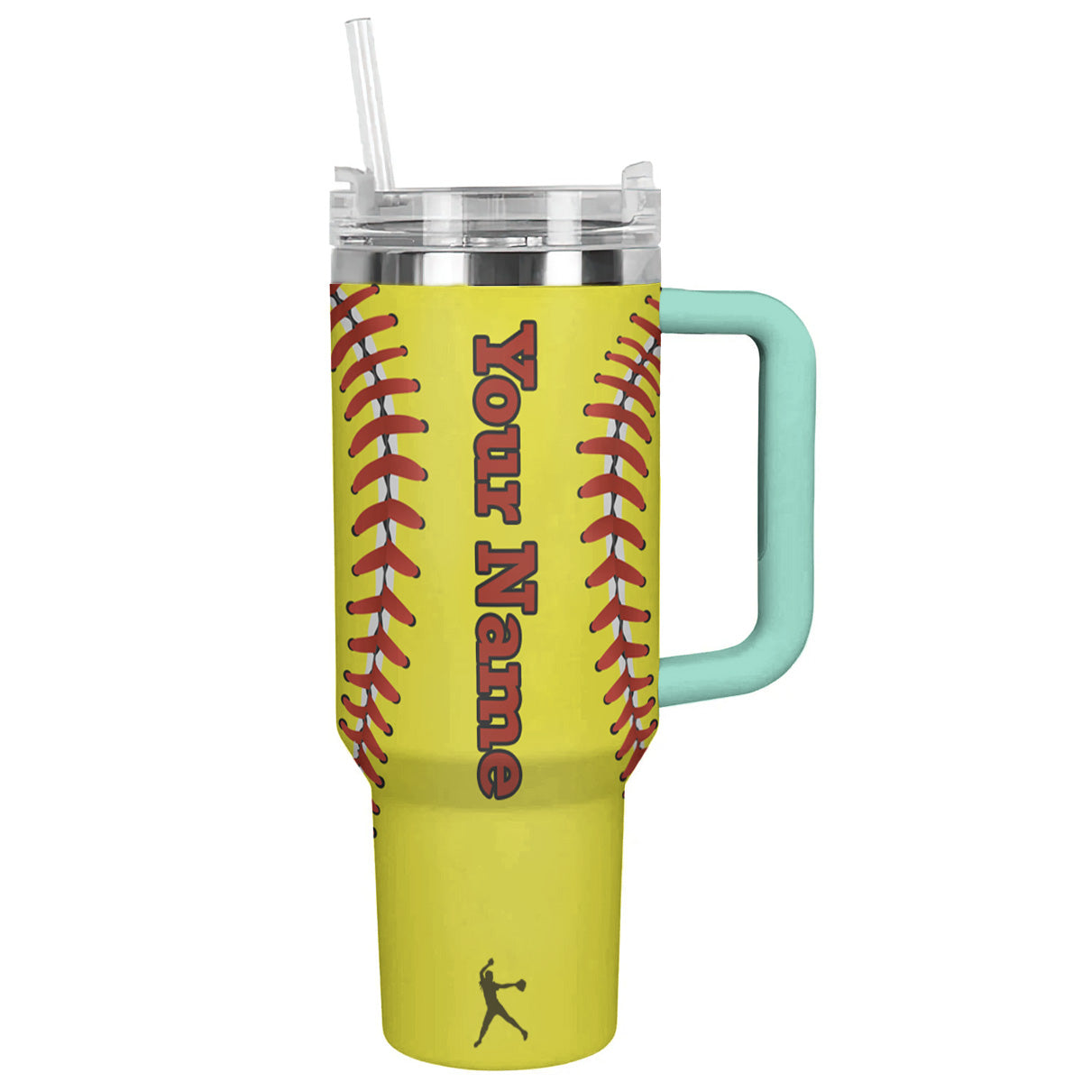 Softball Custom Stanley Quencher 40oz Stainless Steel Tumbler With Handle