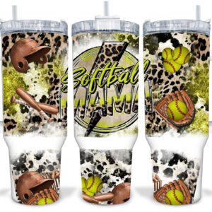 Softball Mama Custom Stanley Quencher 40oz Stainless Steel Tumbler With Handle