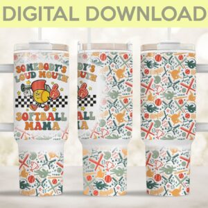 Softball Mama Custom Stanley Quencher 40oz Stainless Steel Tumbler With Handle