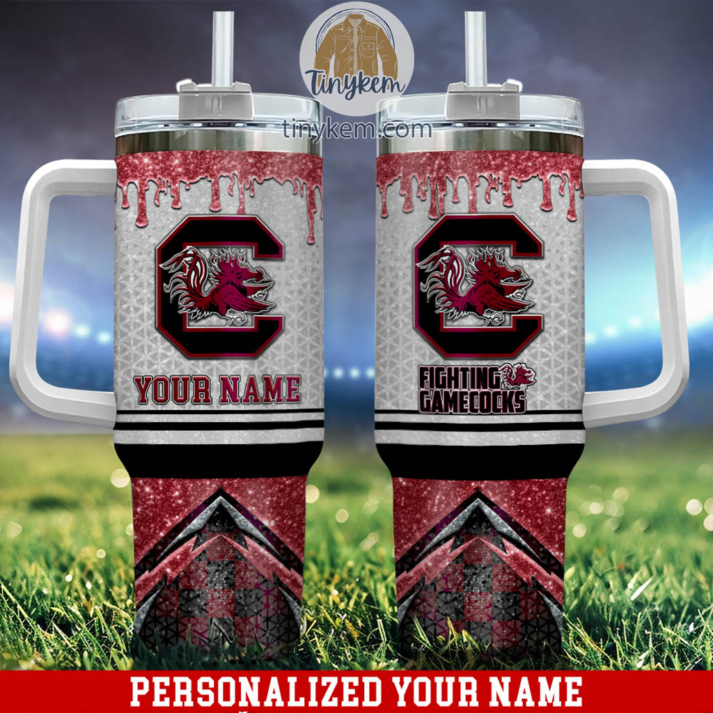 South Carolina Gamecocks Glitter NCAA Custom Stanley Quencher 40oz Stainless Steel Tumbler With Handle