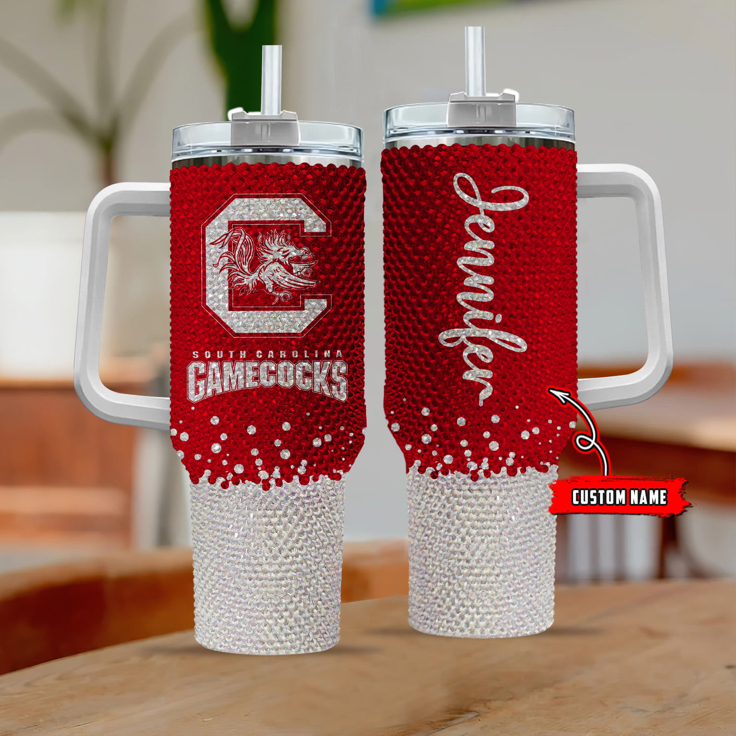 South Carolina Gamecocks NCAA Custom Stanley Quencher 40oz Stainless Steel Tumbler With Handle