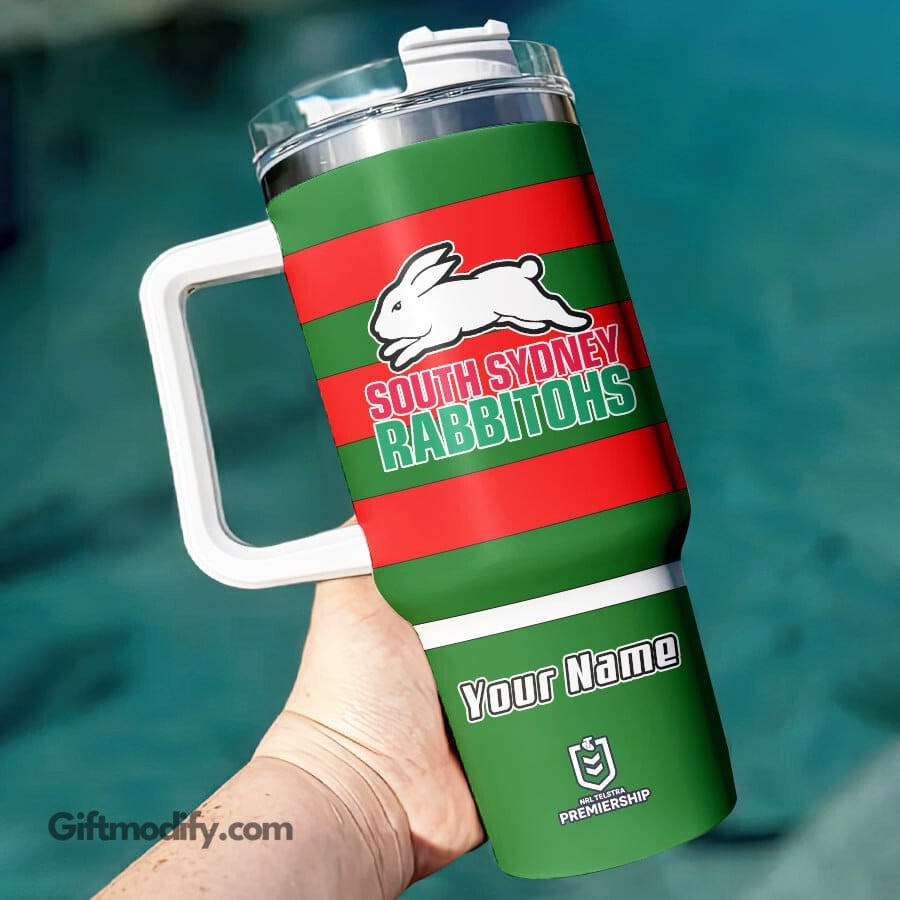 South Sydney Rabbitohs NRL Custom Stanley Quencher 40oz Stainless Steel Tumbler With Handle