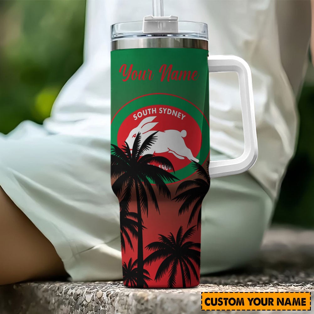 South Sydney Rabbitohs NRL Custom Stanley Quencher 40oz Stainless Steel Tumbler With Handle