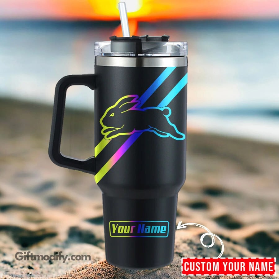 South Sydney Rabbitohs NRL Hologram Logo Custom Stanley Quencher 40oz Stainless Steel Tumbler With Handle