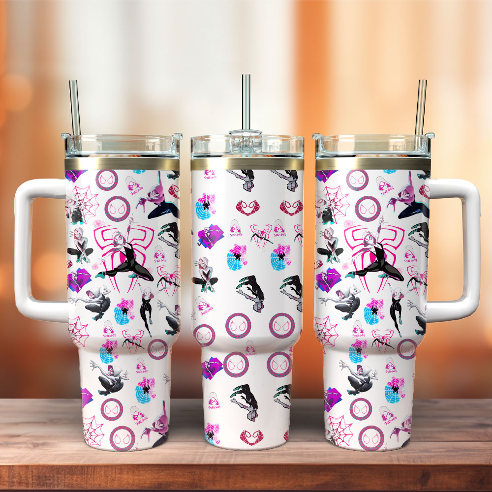 Spider Gwen Stacy Movie Custom Stanley Quencher 40oz Stainless Steel Tumbler With Handle