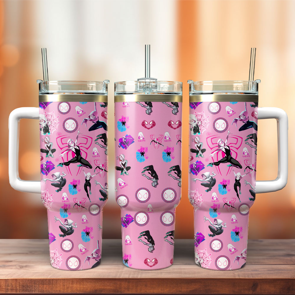 Spider Gwen Stacy Movie Custom Stanley Quencher 40oz Stainless Steel Tumbler With Handle