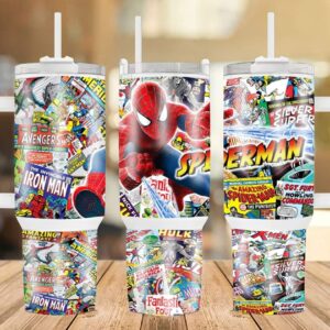 Spiderman Marvel Movies Custom Stanley Quencher 40oz Stainless Steel Tumbler With Handle