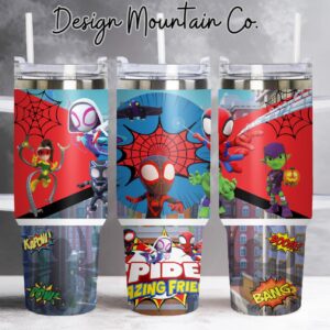 Spidey and His Amazing Friends Disney Cartoon Custom Stanley Quencher 40oz Stainless Steel Tumbler With Handle