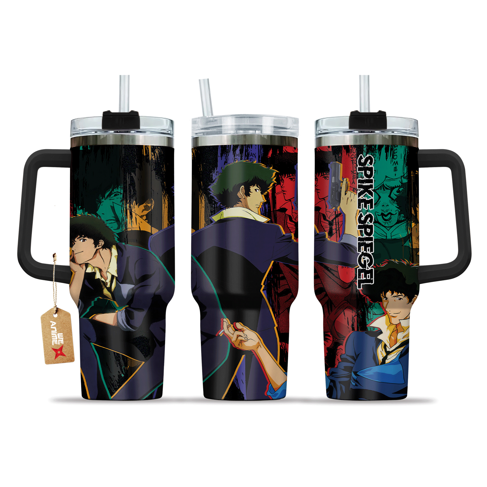 Spike Spiegel Cowboy Bebop Anime Custom Stanley Quencher 40oz Stainless Steel Tumbler With Handle