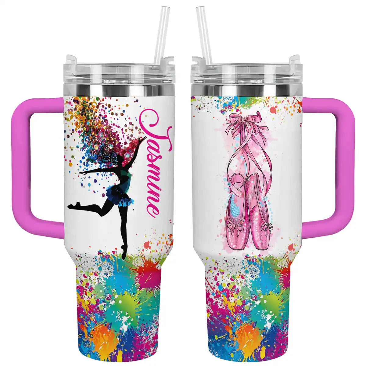 Splash Ballet Custom Stanley Quencher 40oz Stainless Steel Tumbler With Handle