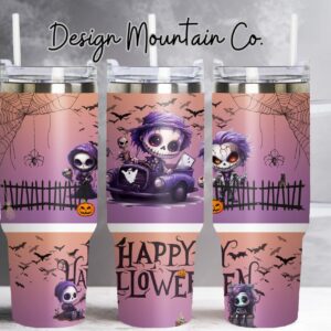 Spooky Halloween Custom Stanley Quencher 40oz Stainless Steel Tumbler With Handle