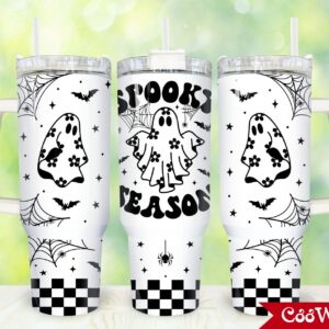 Spooky Season Custom Stanley Quencher 40oz Stainless Steel Tumbler With Handle
