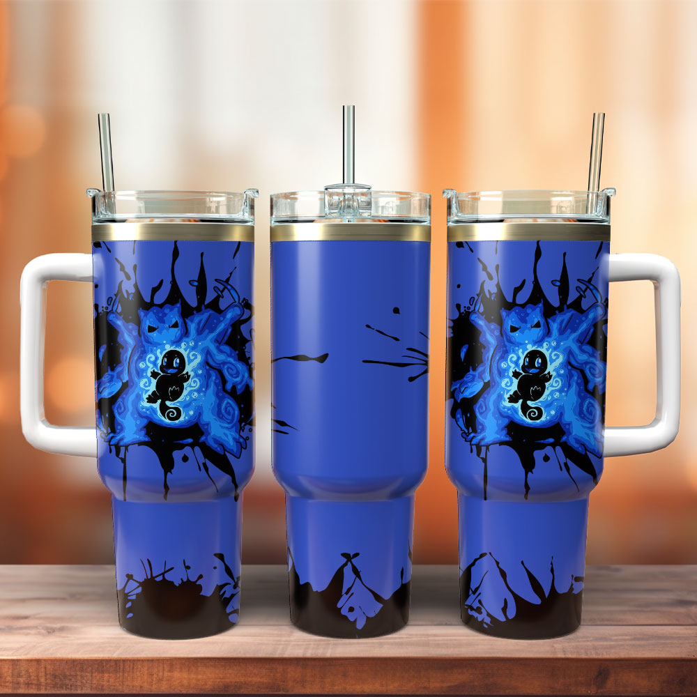 Squirtle Pokemon Anime Custom Stanley Quencher 40oz Stainless Steel Tumbler With Handle