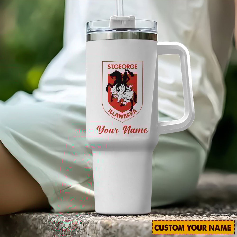 St. George Illawarra Dragons NRL Custom Stanley Quencher 40oz Stainless Steel Tumbler With Handle