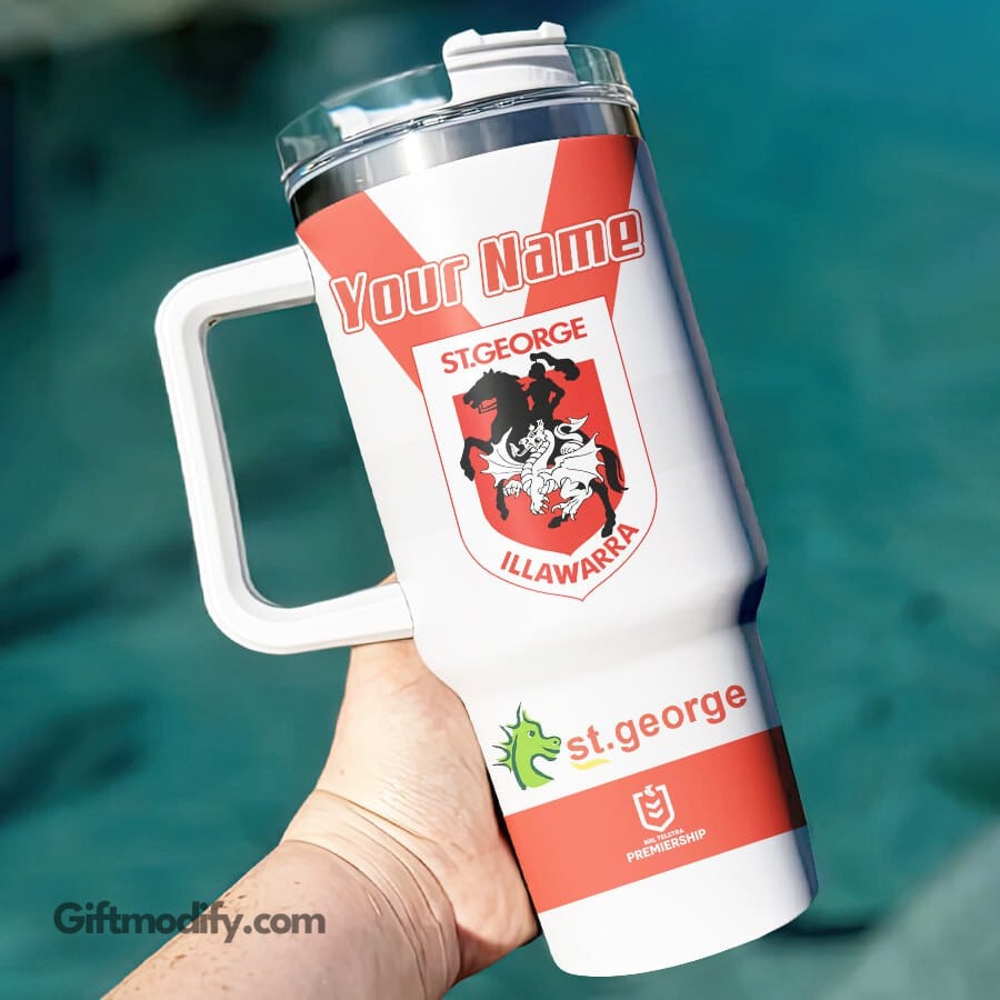 St. George Illawarra Dragons NRL Custom Stanley Quencher 40oz Stainless Steel Tumbler With Handle