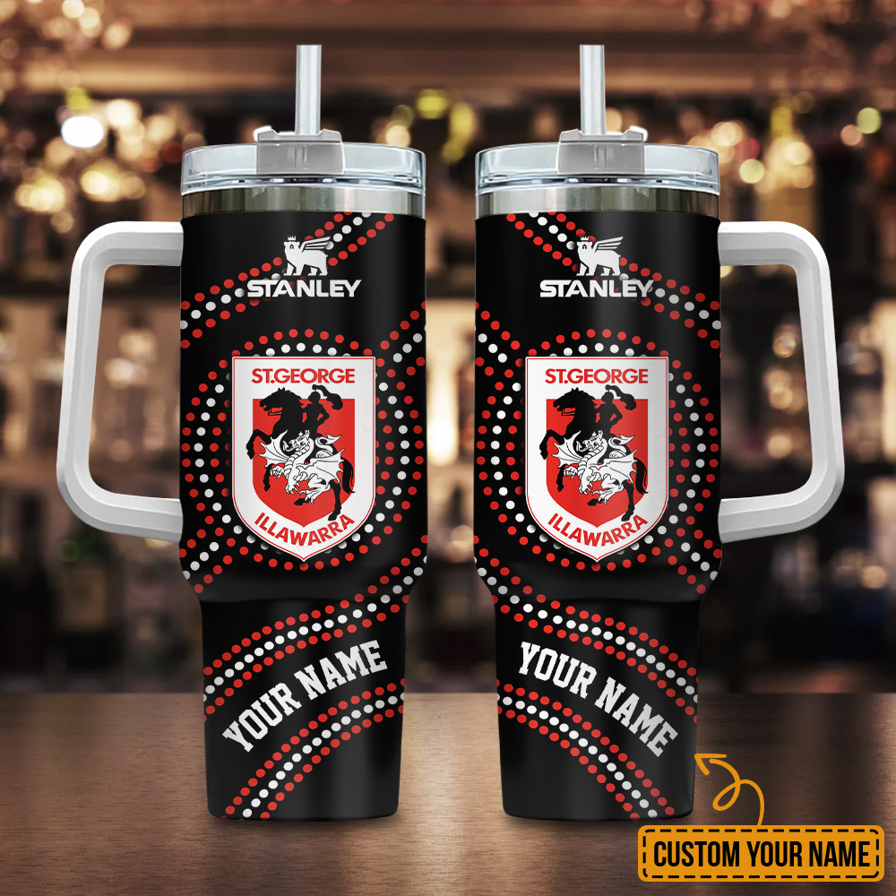 St. George Illawarra Dragons NRL Custom Stanley Quencher 40oz Stainless Steel Tumbler With Handle
