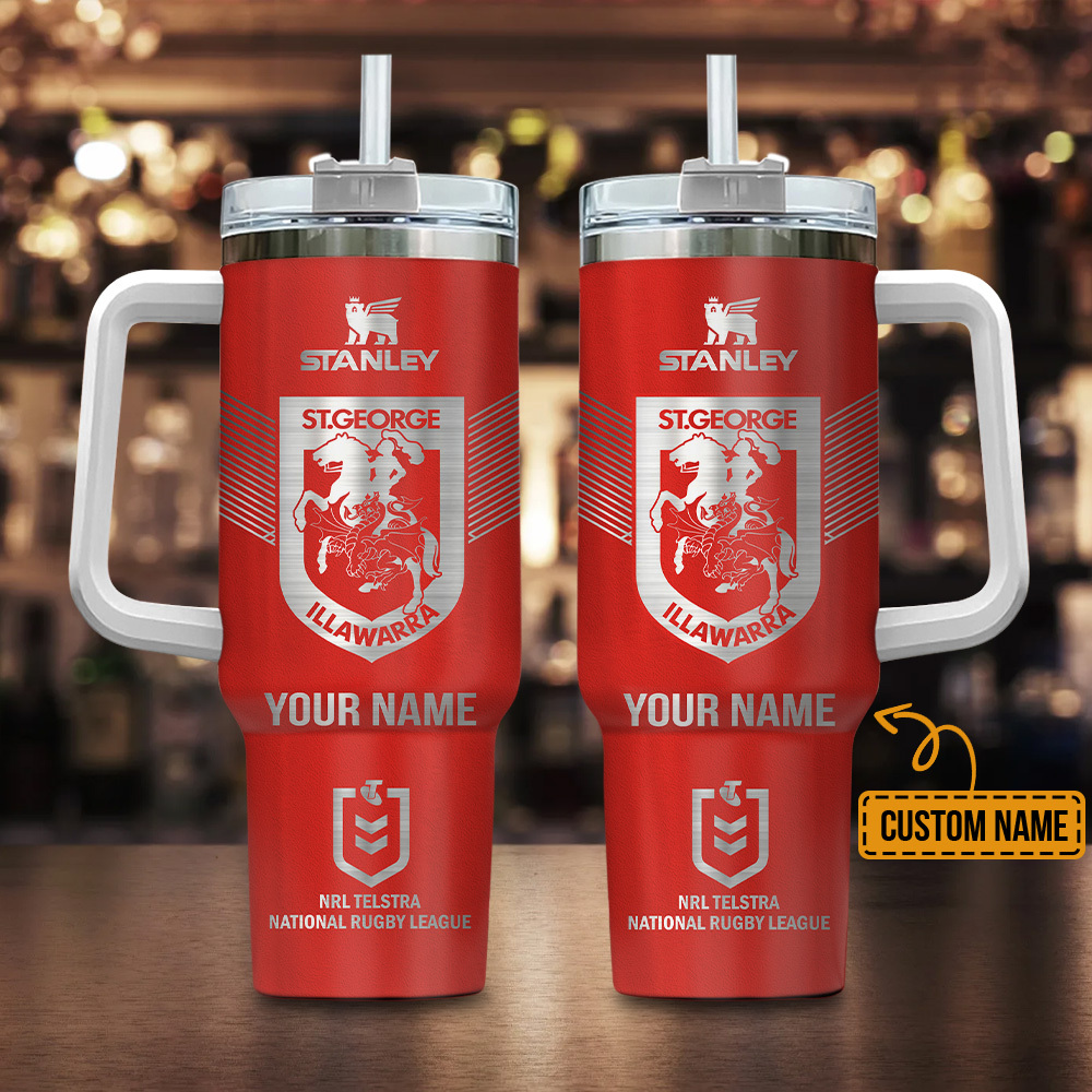 St. George Illawarra Dragons NRL Custom Stanley Quencher 40oz Stainless Steel Tumbler With Handle