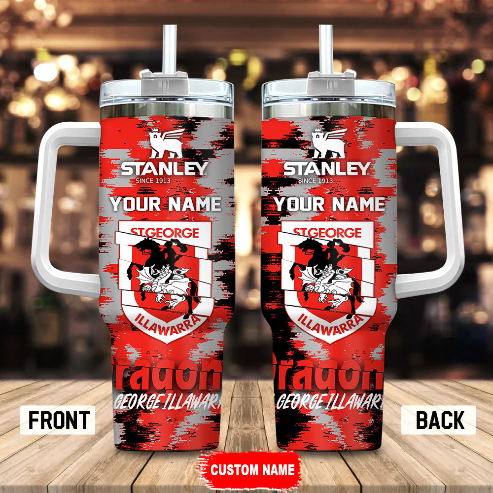St. George Illawarra Dragons NRL Custom Stanley Quencher 40oz Stainless Steel Tumbler With Handle