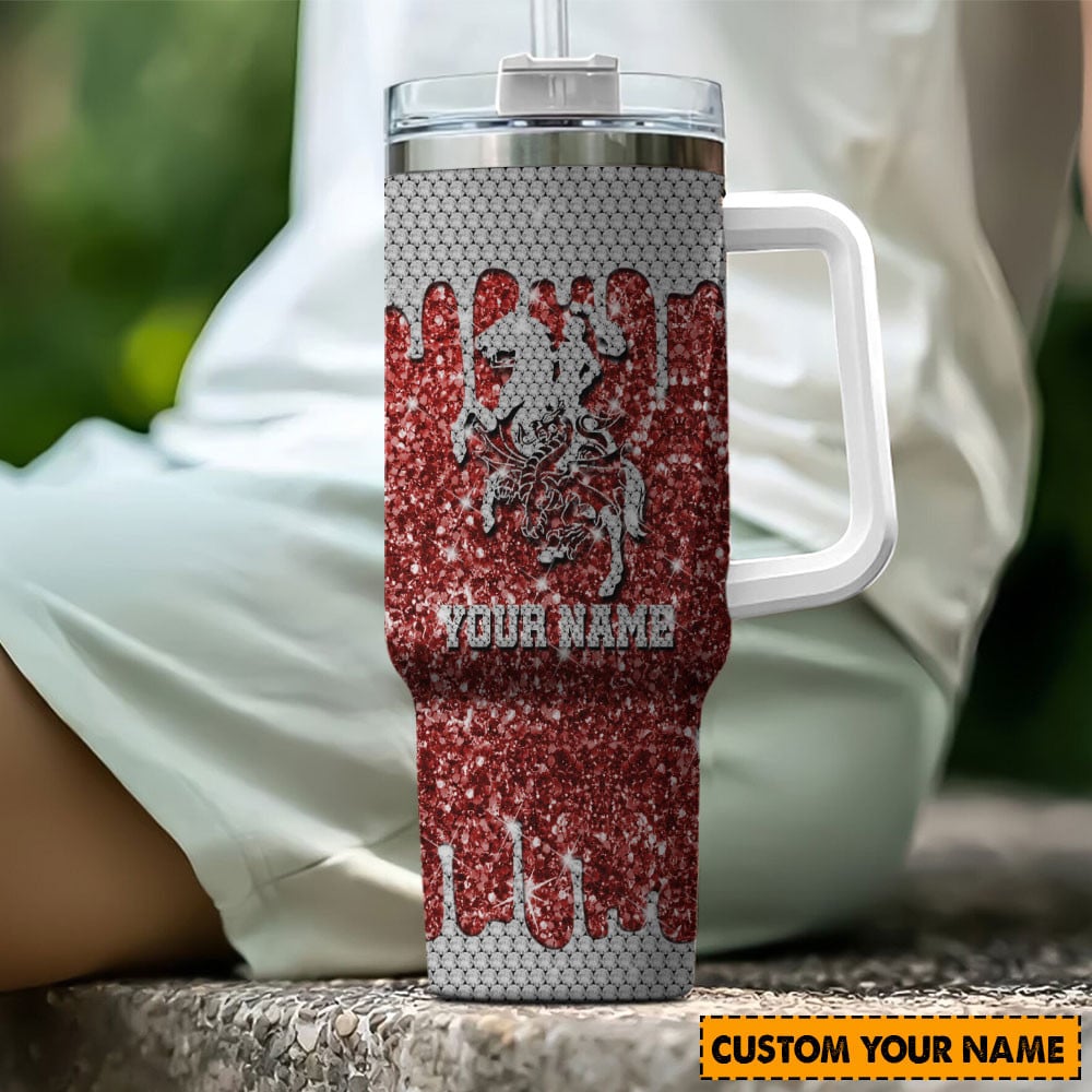 St. George Illawarra Dragons NRL Glitter Custom Stanley Quencher 40oz Stainless Steel Tumbler With Handle