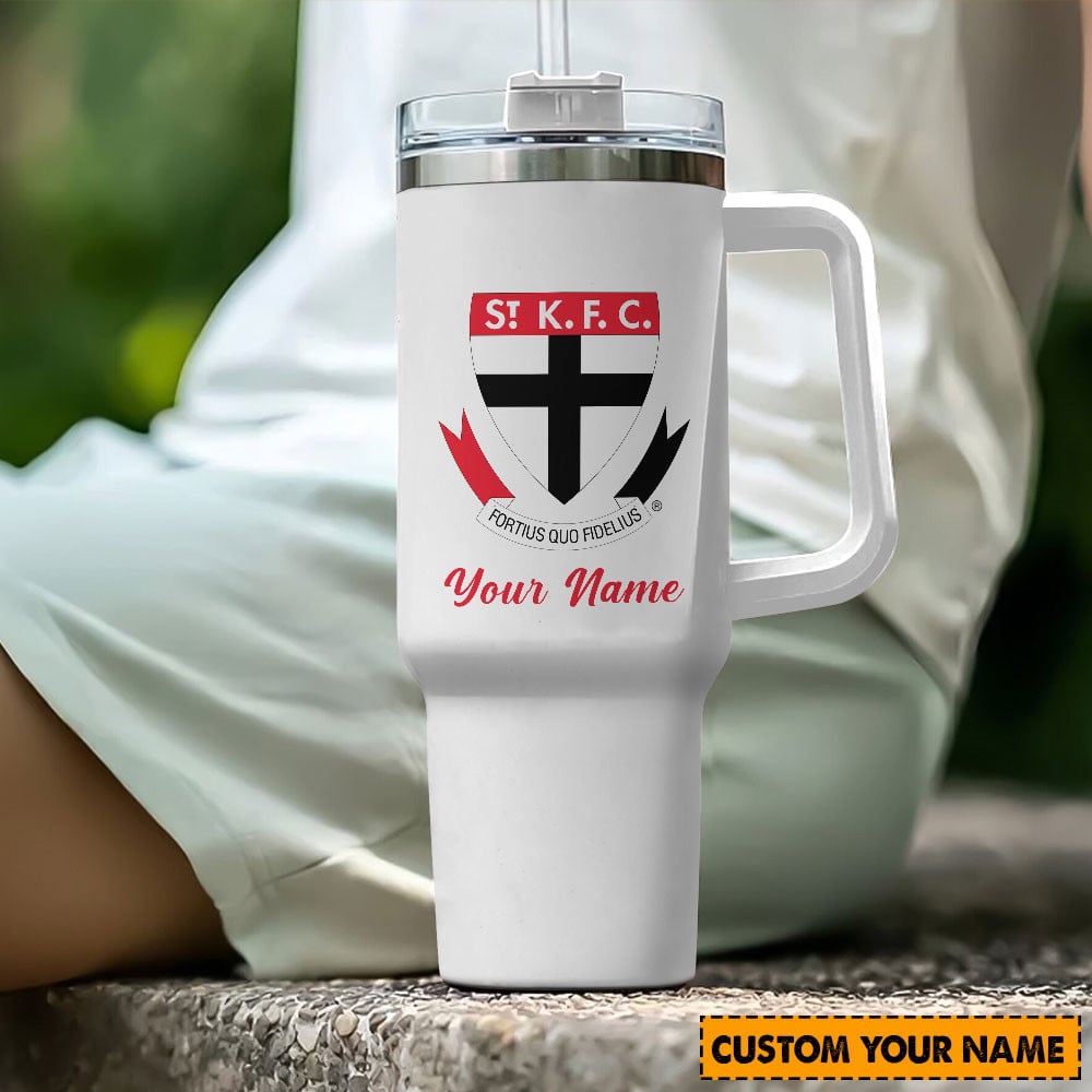 St Kilda Saints AFL Custom Stanley Quencher 40oz Stainless Steel Tumbler With Handle