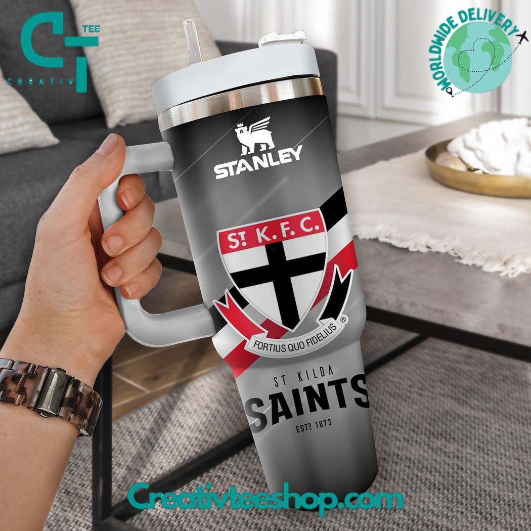St Kilda Saints AFL Custom Stanley Quencher 40oz Stainless Steel Tumbler With Handle