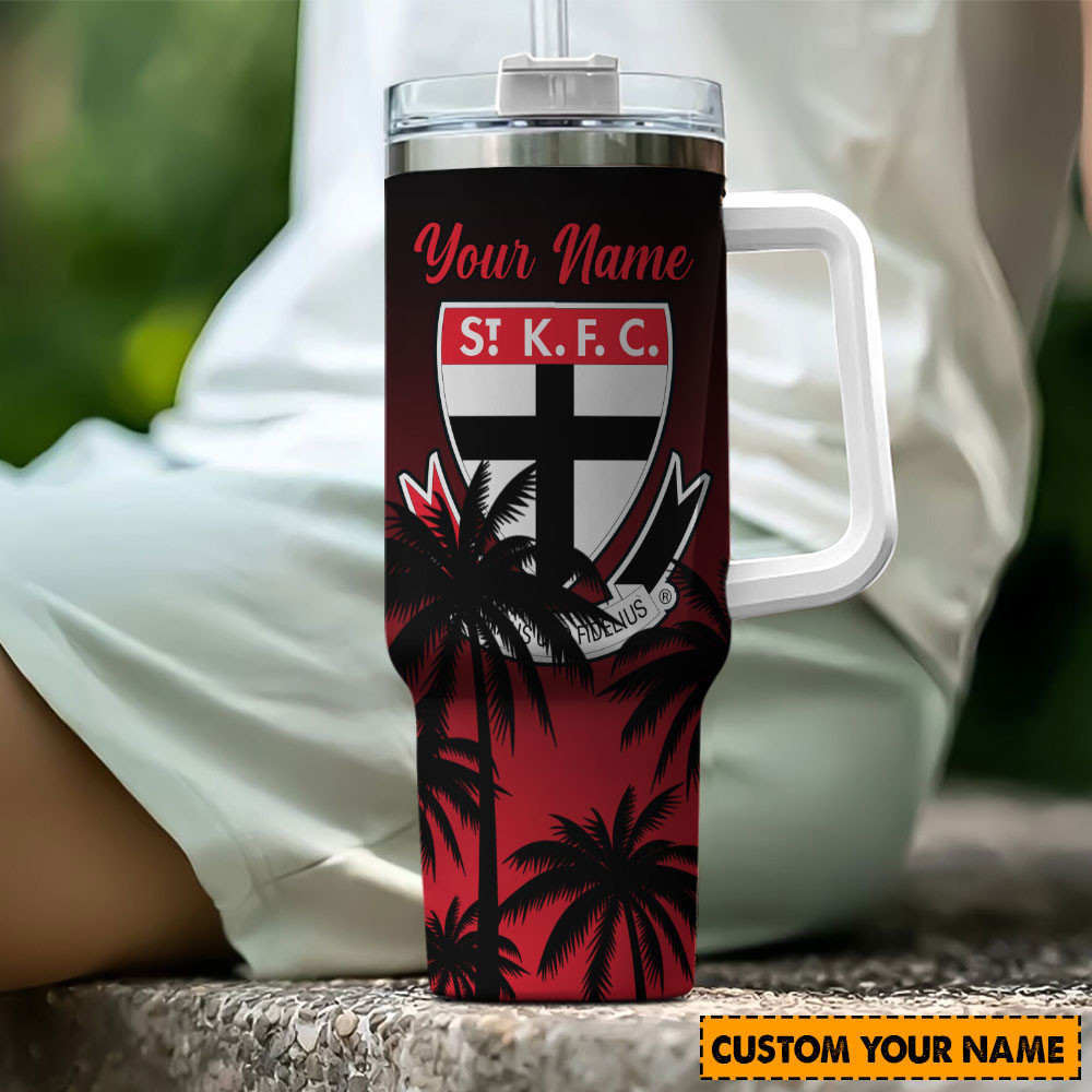 St Kilda Saints AFL Custom Stanley Quencher 40oz Stainless Steel Tumbler With Handle