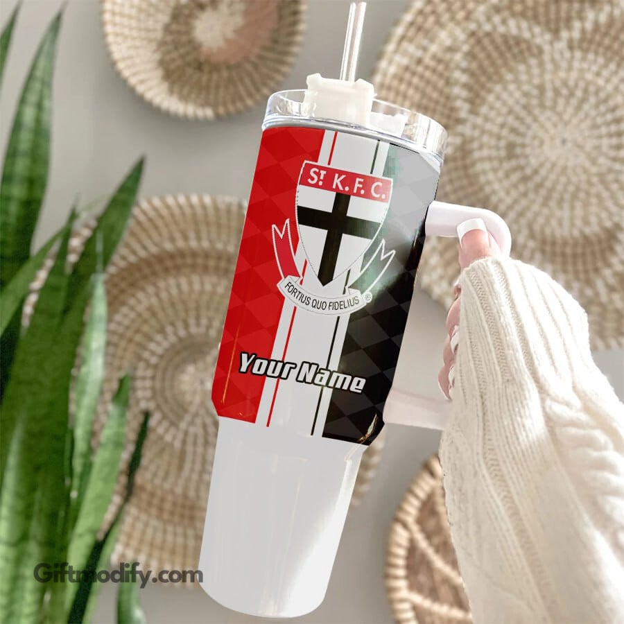 St. Kilda Saints AFL Custom Stanley Quencher 40oz Stainless Steel Tumbler With Handle