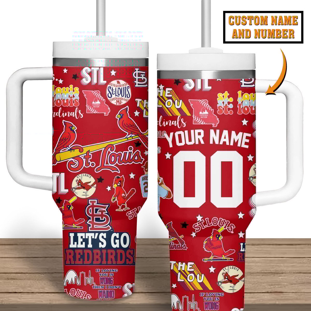 St. Louis Cardinals MLB Custom Stanley Quencher 40oz Stainless Steel Tumbler With Handle