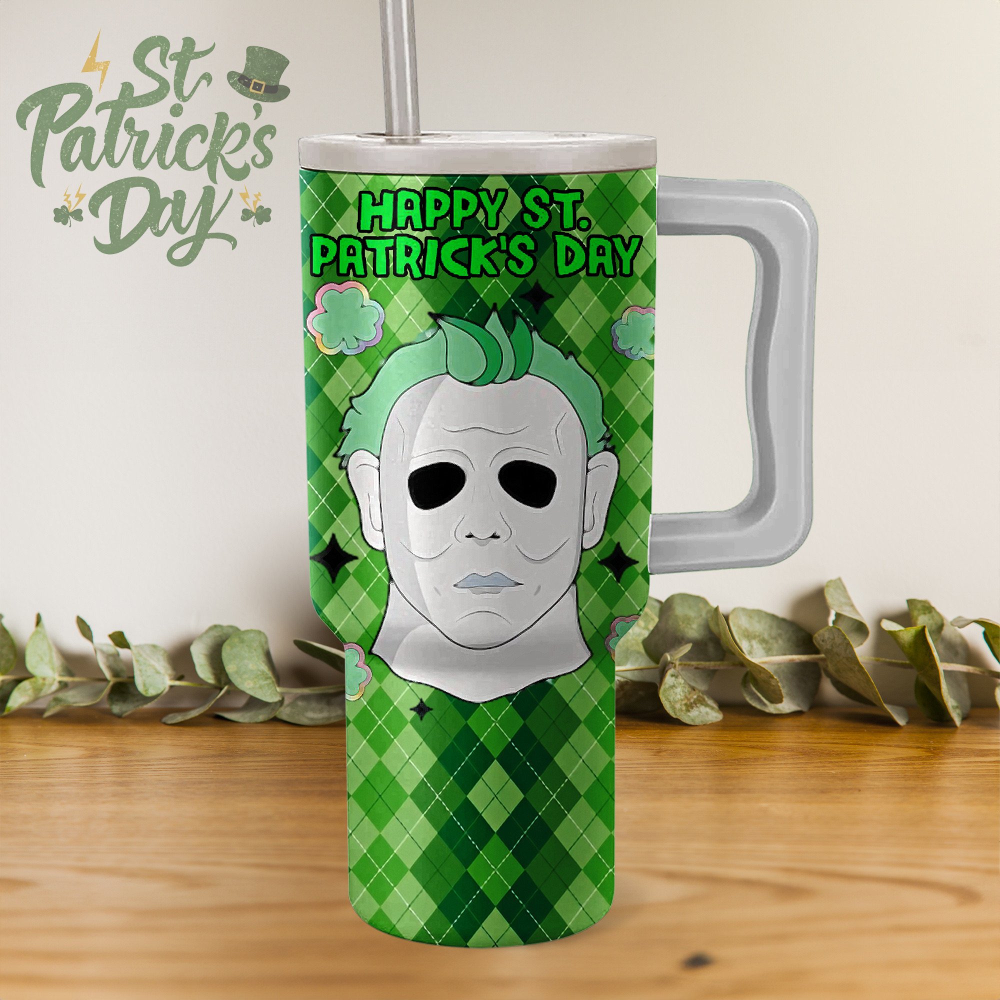 St. Patrick's Day Movies Custom Stanley Quencher 40oz Stainless Steel Tumbler With Handle