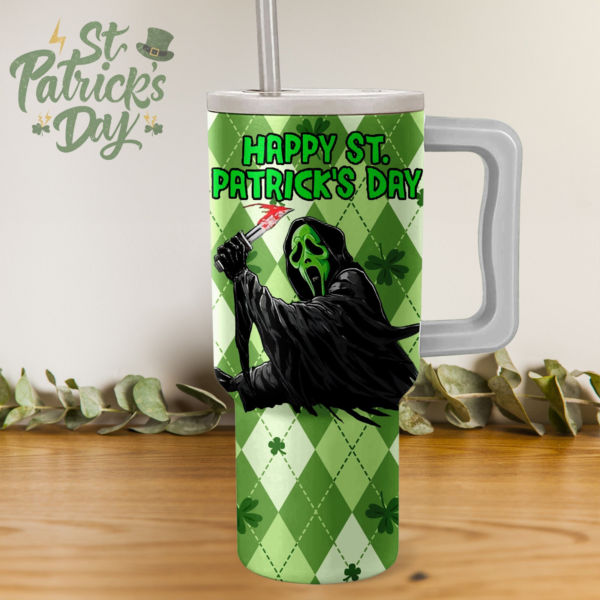 St. Patrick's Day Movies Custom Stanley Quencher 40oz Stainless Steel Tumbler With Handle