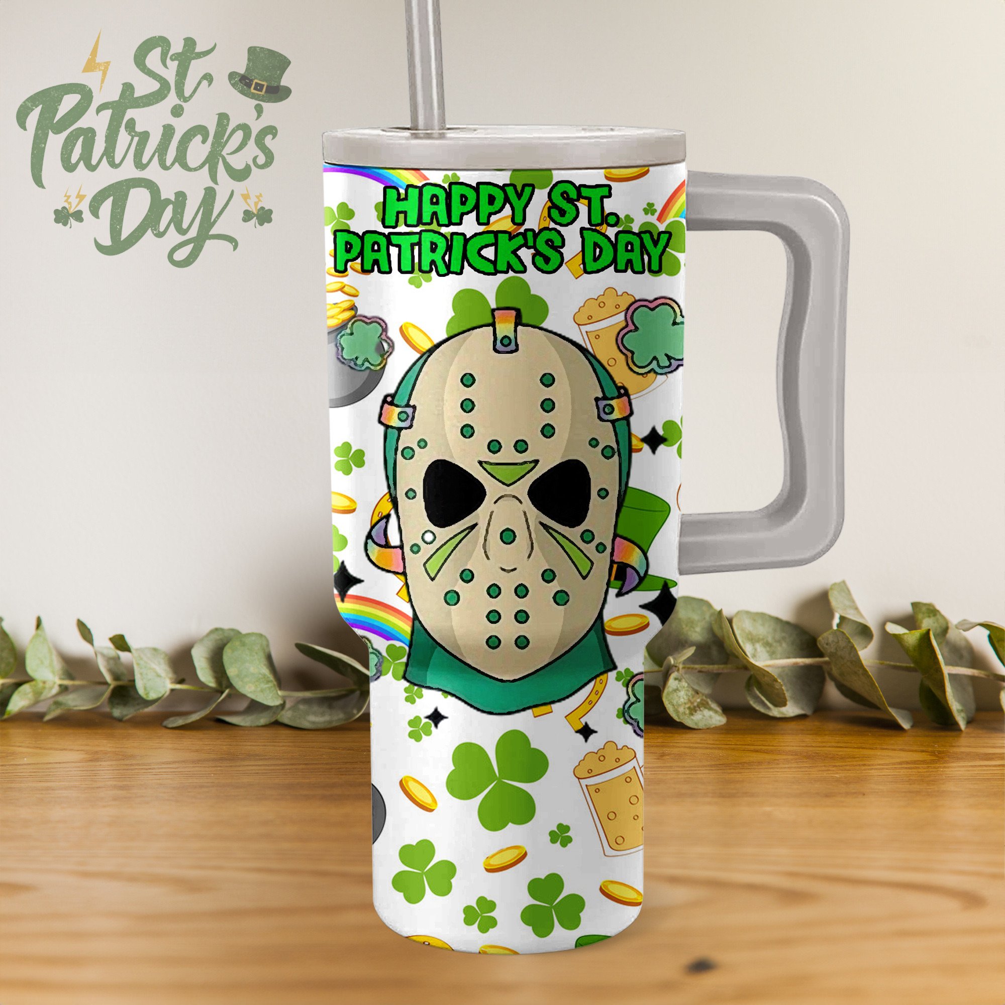 St. Patrick's Day Movies Custom Stanley Quencher 40oz Stainless Steel Tumbler With Handle