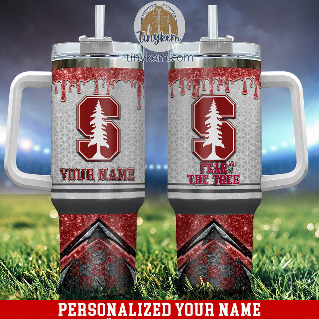 Stanford Cardinal Glitter NCAA Custom Stanley Quencher 40oz Stainless Steel Tumbler With Handle