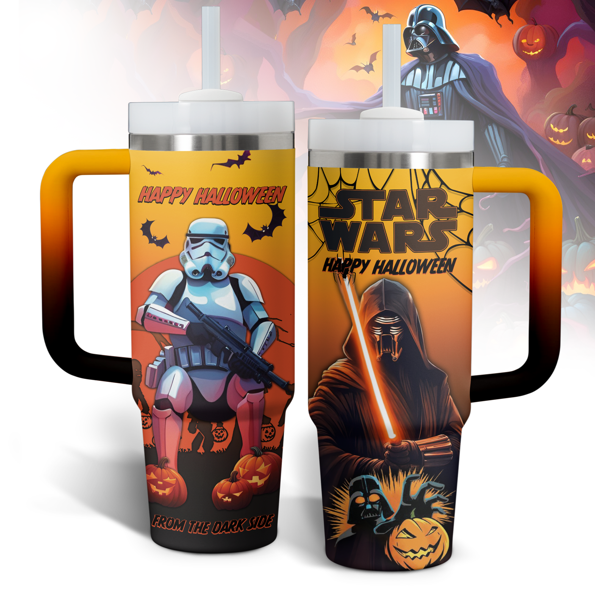 Star Wars Halloweem Movies Custom Stanley Quencher 40oz Stainless Steel Tumbler With Handle