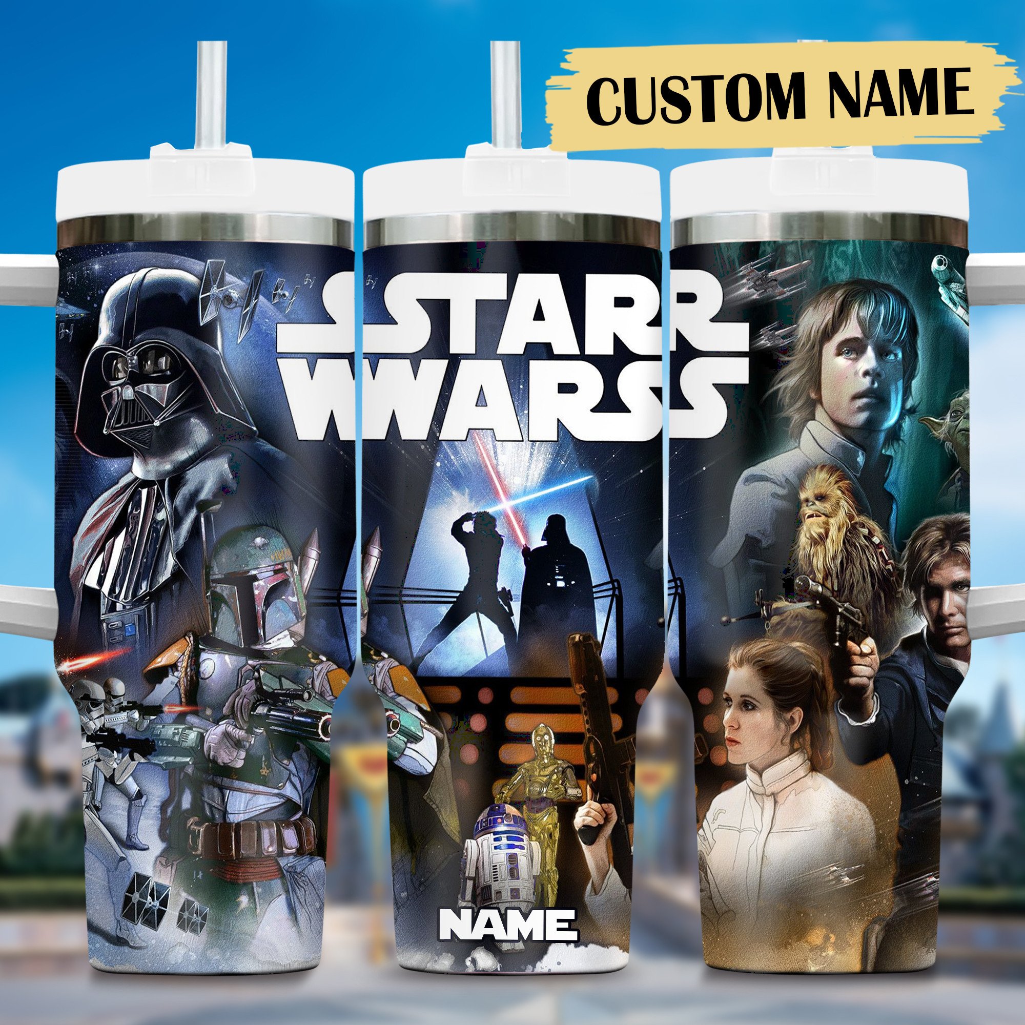 Star Wars Movies Custom Stanley Quencher 40oz Stainless Steel Tumbler With Handle