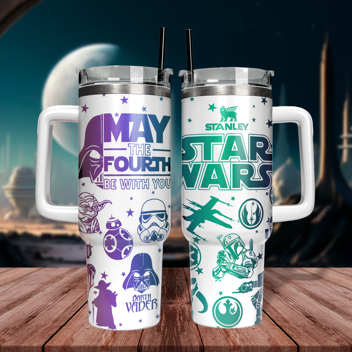 Star Wars Movies Custom Stanley Quencher 40oz Stainless Steel Tumbler With Handle