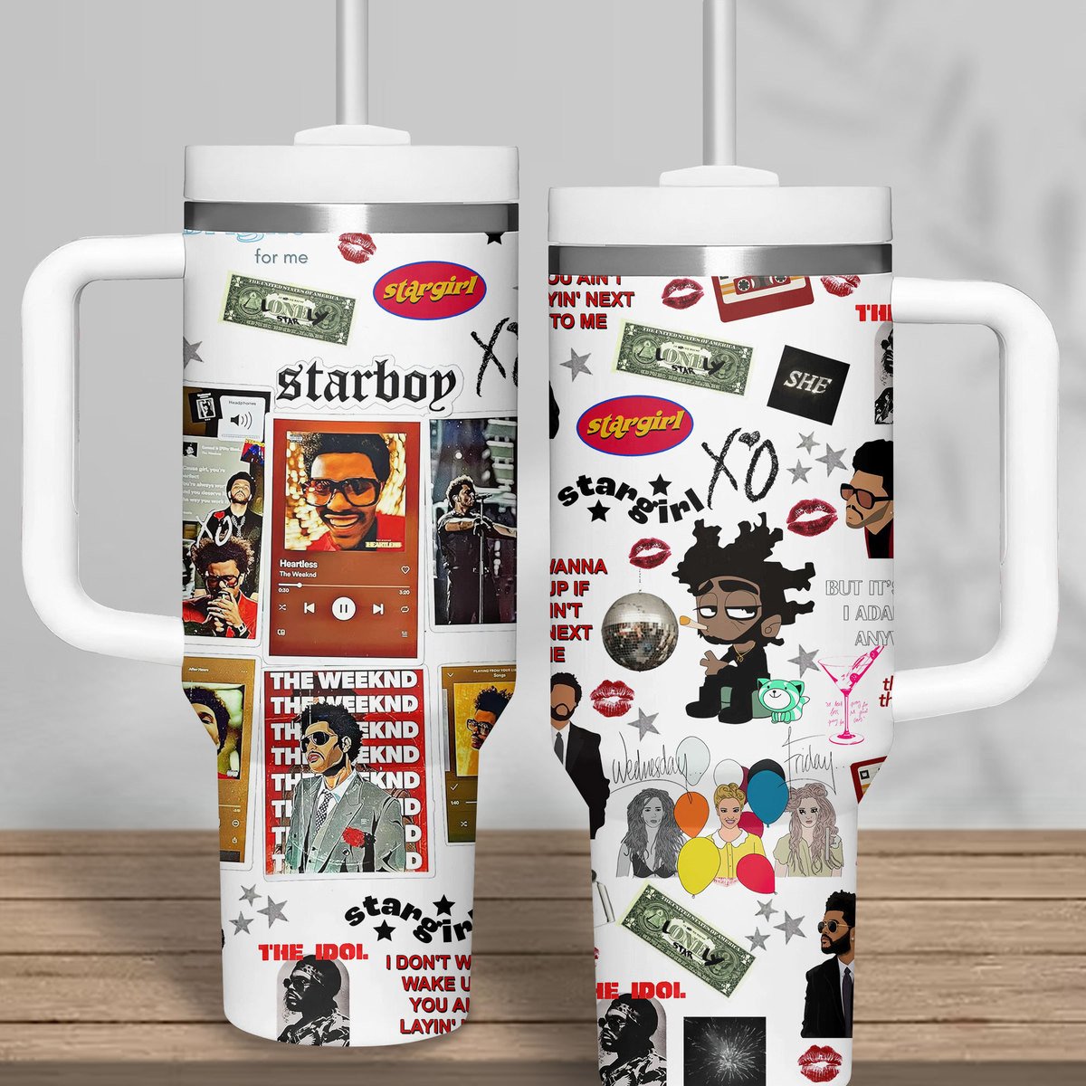 Starboy by The Weeknd Music Custom Stanley Quencher 40oz Stainless Steel Tumbler With Handle