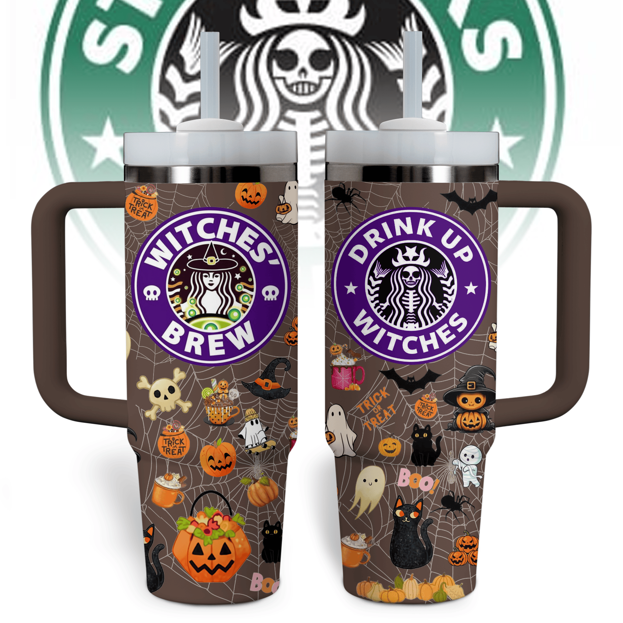 Starbucks Halloween Drinks Custom Stanley Quencher 40oz Stainless Steel Tumbler With Handle