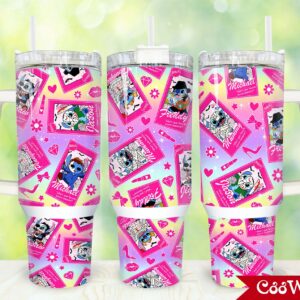 Stitch Cartoon Custom Stanley Quencher 40oz Stainless Steel Tumbler With Handle