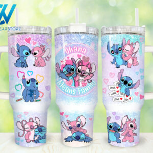 Stitch Cartoon Custom Stanley Quencher 40oz Stainless Steel Tumbler With Handle